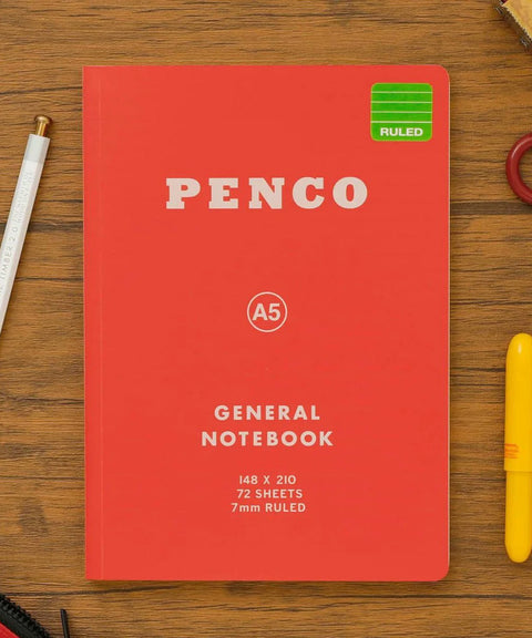 Soft Cover A5 Ruled Notebook - Red