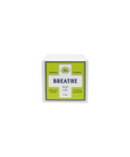 Baudelaire Breathe bath cube in a white package with a bright green label, indicating natural ingredients.