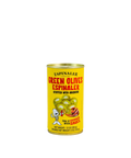 A yellow can of Espinaler Green Olives stuffed with anchovy.