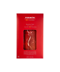 Fermin Serrania Ham, featuring a bright red package with a clear window displaying the sliced cured ham inside.