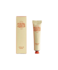 Suavina original hand cream tube and matching cream box with a coral colored logo.
